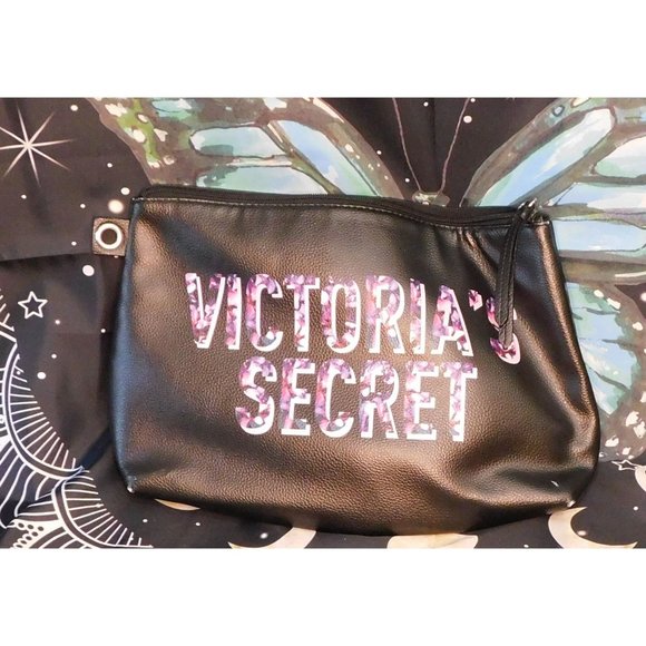 Victoria's Secret Handbags - Victoria's Secret Black Floral Makeup Bag
